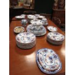 A Davenport 'flow-blue' part dinner service, imari pattern, condition varies, impressed and other