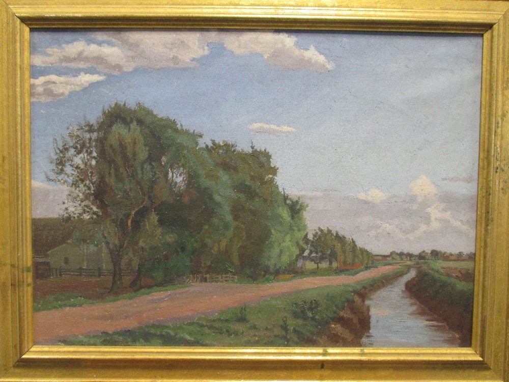 Marjorie Sherlock (1897-1973), Bottisham Lode, signed "Sherlock" lower left, oil on canvas, 44 x