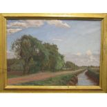 Marjorie Sherlock (1897-1973), Bottisham Lode, signed "Sherlock" lower left, oil on canvas, 44 x