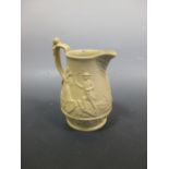 Anti-slavery, a Ridgway and Abington cane coloured stoneware jug relief moulded with a slave auction