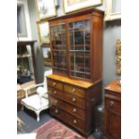 A Georgian mahogany cabinet on chest on bracket feet 215 x 110 x 53cm