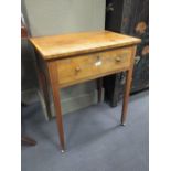A small French circular low table and a small George IV mahogany single drawer table (2)