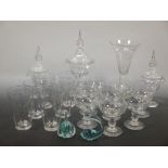 A collection of glassware to include a glass sweetmeat dish and cover,(a/f), two smaller dishes