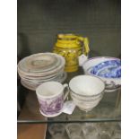 A group of 19th century pottery items to include children's plates