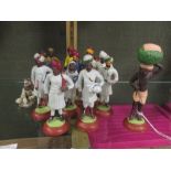 A collection of Indian colonial painted plaster model figures, each c.11cm high
