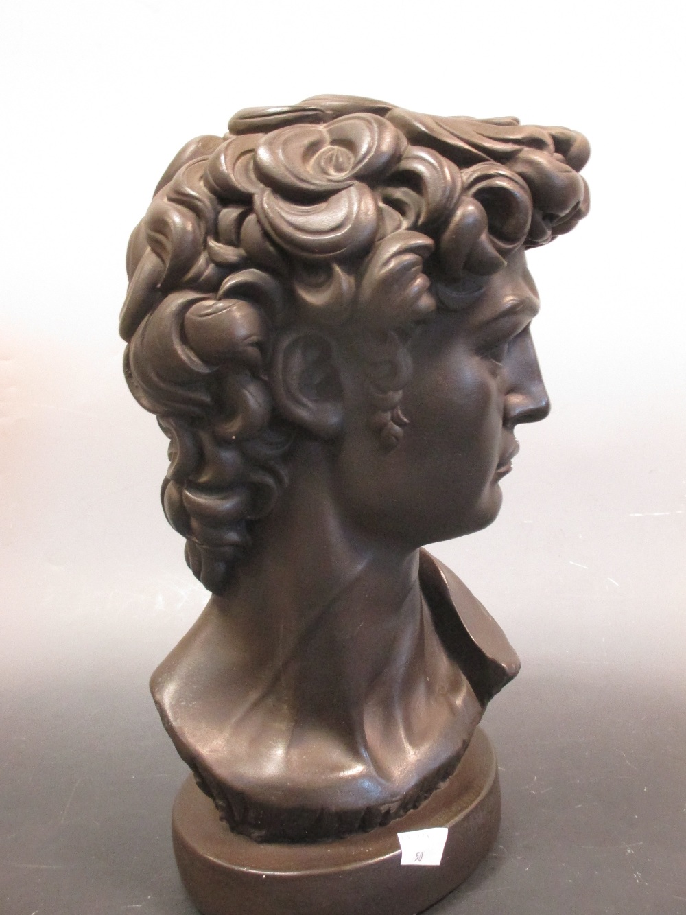 A modern bronzed plaster bust of Apollo 35cm high - Image 2 of 5