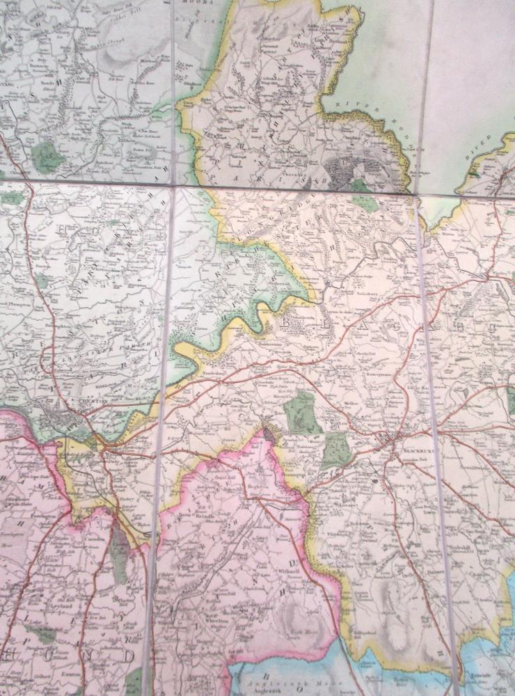 G Hennet, A Map of the County Palatine of Lancaster. London: Henry Teesdale & Co 1830, folding linen - Image 3 of 3