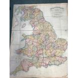 J & C Walker England & Wales founded upon The Grand Trigonometrical Survey, linen backed folding map