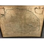 Emanuel Bowen An Accurate Map of the County of Norfolk, 18th Century hand coloured engraved map,