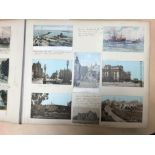 A postcard, photograph and clippings travel album c.1905-08, c.38 x 45cm, mainly covering trips to