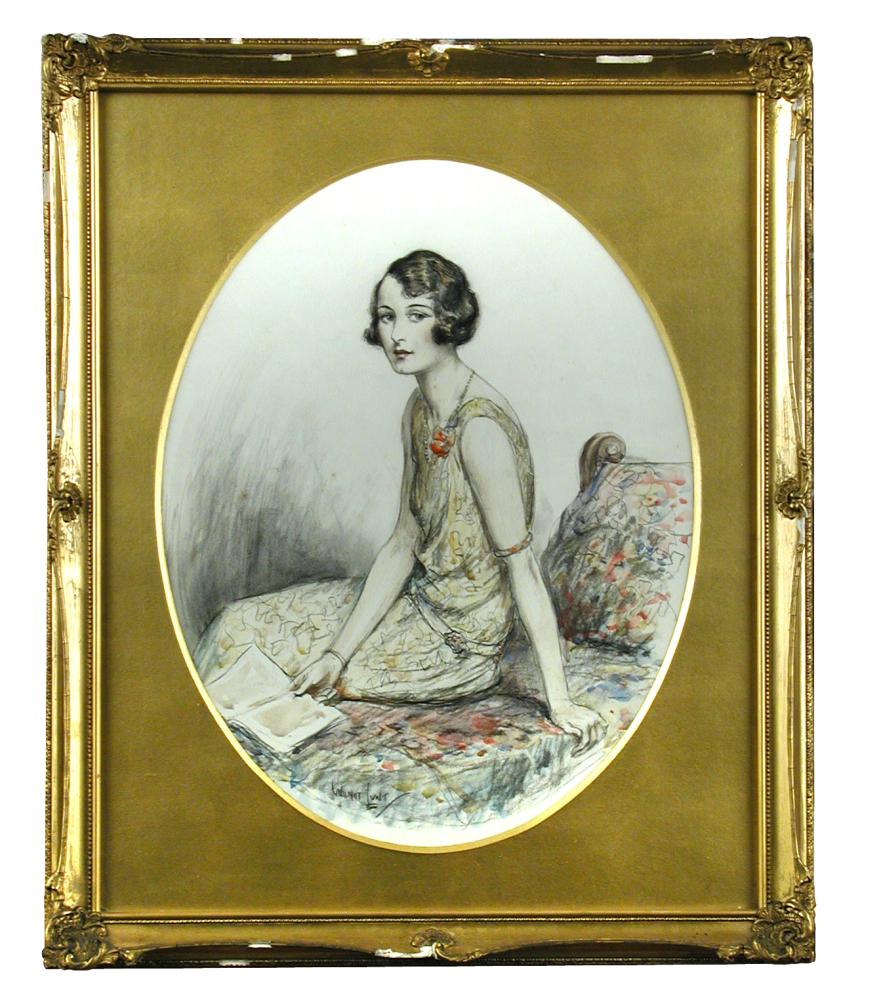 Wilmot Lunt (English, 19th - 20th Century) Portrait of a seated lady, pencil and watercolour,