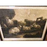 Mary Prestel after Rosa de Tivoli Evening with the Repose of Cattle, aquatint for Molteno Colnaghi &