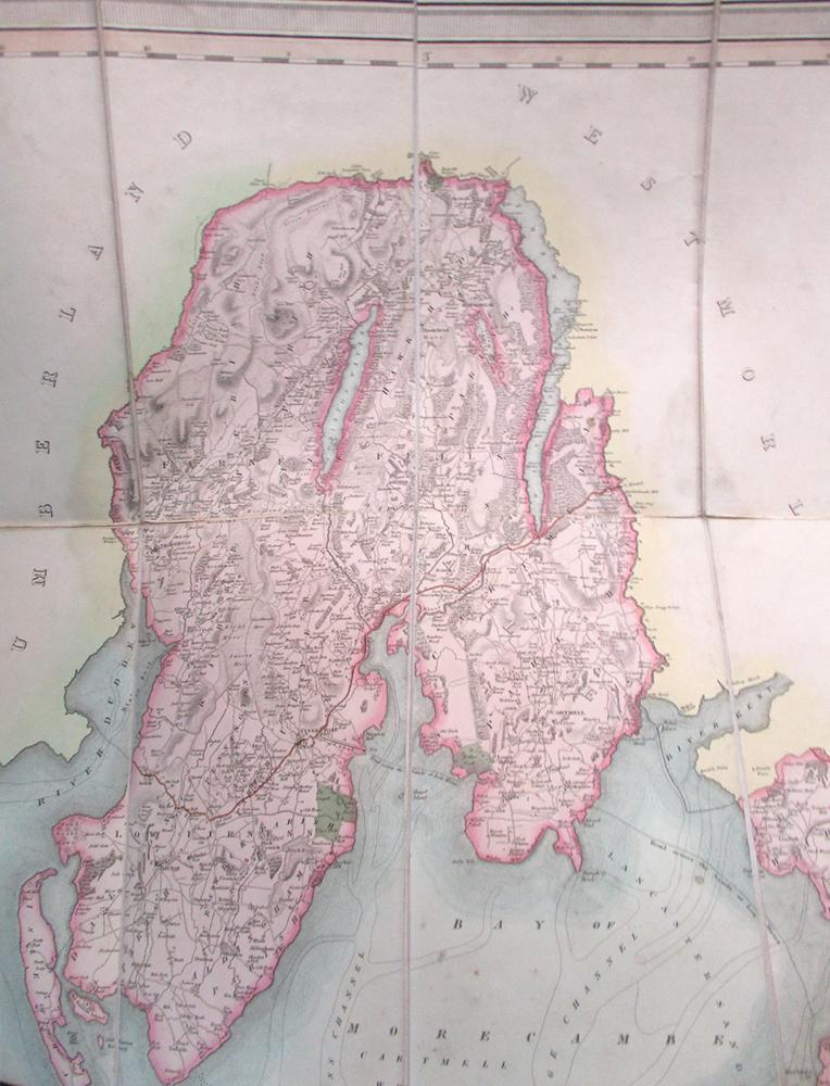 G Hennet, A Map of the County Palatine of Lancaster. London: Henry Teesdale & Co 1830, folding linen - Image 2 of 3