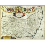 Joan Blaeu Suffolcia Vernacule Suffolke Hand coloured engraved map c.1650 37 x 49cm (14 x 19in)