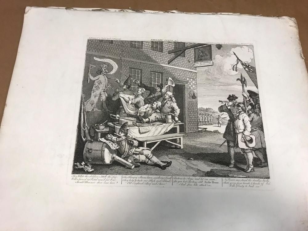 Hogarth and Gillray. Six 19th century leaves of Gillray cartoons, a few with later hand colour - Image 2 of 3