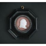 An early 19th century sulphide of Louis XVIII by Bertrand Andrieu, the King's profile facing
