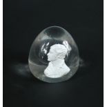 An 1870-80 Ford and Co. sulphide paperweight of Robbie Burns, the profile to one side of the clear