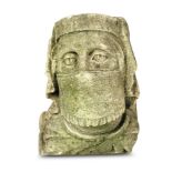 An architectural stone mask of a Medieval female subject 28 x 23 x 24cm (11 x 9 x 9in)