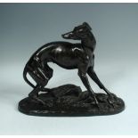 Thomas Gechter (French, 1796-1844), a patinated bronze model of a greyhound, modelled standing