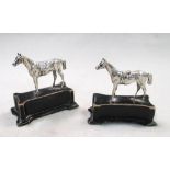 Two small silver models of saddled thoroughbred horses, one by Nathan & Hayes, London 1903, the