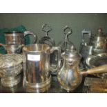 Large quantity of EPNS pieces to include cutlery, trays, tankard, rosebowls etc