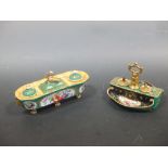 Two 19th century Paris porcelain inkstands