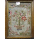 An 1858 sampler by Sarah Pearson 45 x 31cm