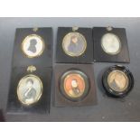 Three 19th century portrait miniatures, two others and a silhouette