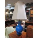 A modern turquoise Chinese style table lamp, 44cm high