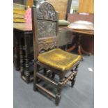 A harlequin set of four 17th and 18th century oak joined chairs (4)