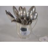 A silver milk jug, a set of six teaspoons and others, approx. 10oz gross