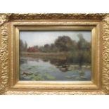 James Aitken (British, 19th Century), Farmstead with duck pond on South Walsham Broad, Norfolk,