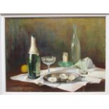 Eve Scholefield (British, 20th century) Three still lifes, signed, oil on board; S. Hammond (