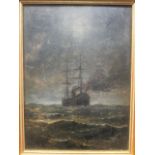 English School (19th century) two masted sailing boat at night, oil on board, 31 x 23cm