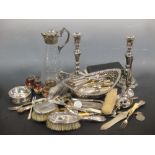 A quantity of silver plated items and various pewter items
