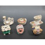 Six various ceramic inkwells