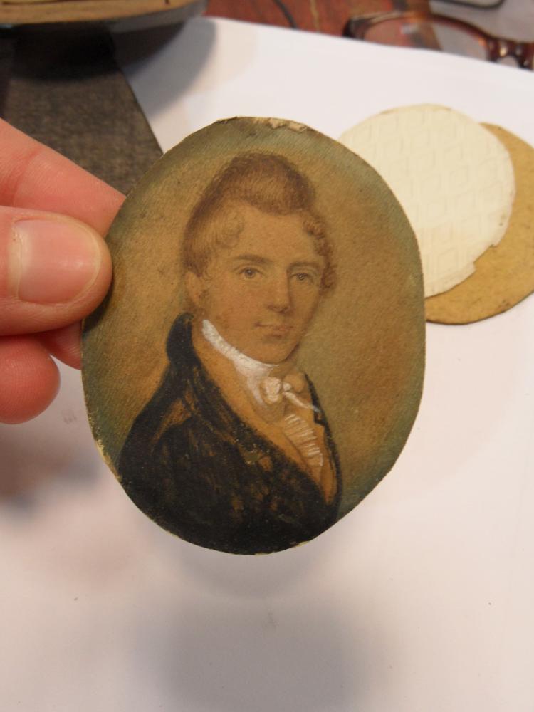 Three 19th century portrait miniatures, two others and a silhouette - Image 17 of 20
