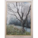 T. Van Ewyk 'Bridge Over the Stour at Baythorne Park, Essex signed lower right, charcoal and pastel;