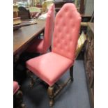 Six Louis XIV style red upholstered high back dining chairs (6)