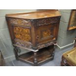 A 17th Century and later marquetry decorated oak livery cupboard, 119 x 123cm