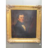 English School (19th century) Portrait of a gentleman, half length, seated weraing a black jacket,