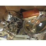 A quantity of silver plated items to include entree dishes etc