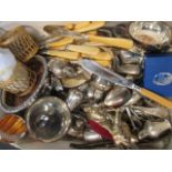 A quantity of miscellaneous flatware and small plated items