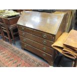 A George III oak bureau 102 x 96 x 52cm