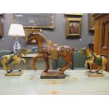 Ceramic Tang style horses and blue ceramic horse (7)
