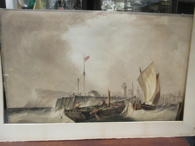 R. H. Nibbs, (English, late 19th century) fishing boats off Dover, watercolour, 62 x 92cm