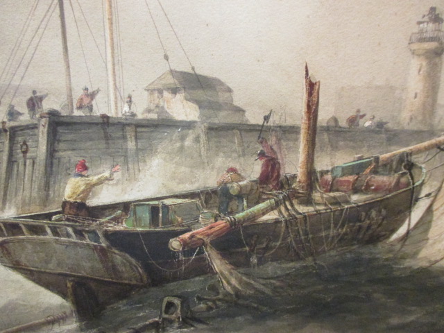 R. H. Nibbs, (English, late 19th century) fishing boats off Dover, watercolour, 62 x 92cm - Image 3 of 13