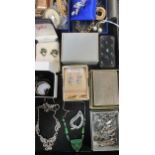 A quantity of mixed costume jewellery to include marcasite, paste, some silver etc