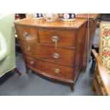 A Regency mahogany bow front chest of drawers, 95 x 92 x 52cm