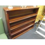 A pair of 19th Century mahogany open bookcases, 124 x 146cm (2) With replacement hardboard backs.